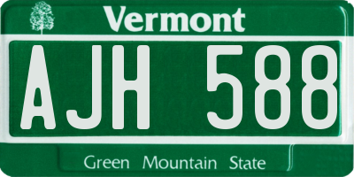 VT license plate AJH588
