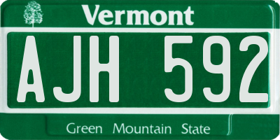 VT license plate AJH592