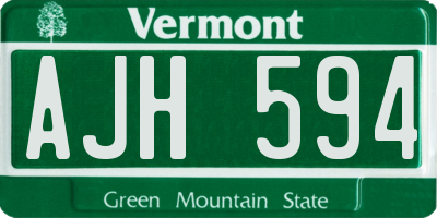 VT license plate AJH594