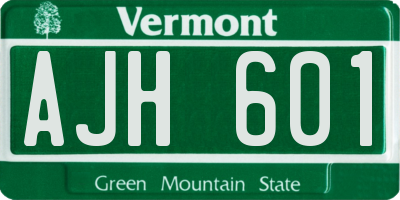 VT license plate AJH601