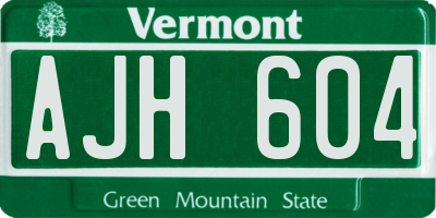 VT license plate AJH604