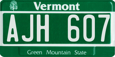 VT license plate AJH607