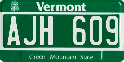 VT license plate AJH609