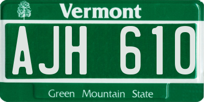 VT license plate AJH610