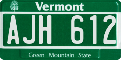VT license plate AJH612