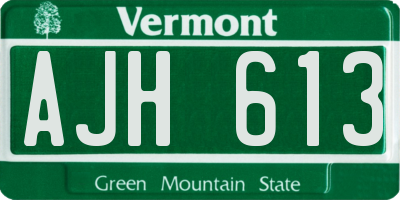 VT license plate AJH613