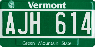 VT license plate AJH614