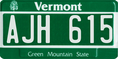 VT license plate AJH615