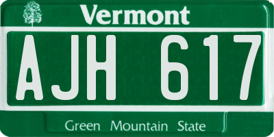 VT license plate AJH617