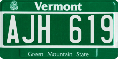 VT license plate AJH619