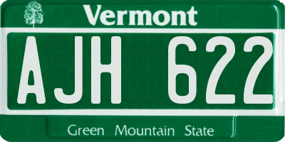 VT license plate AJH622