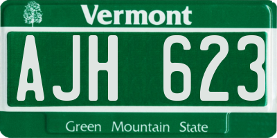 VT license plate AJH623