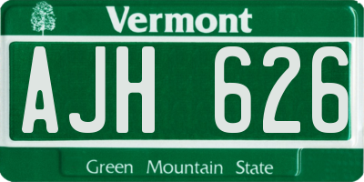 VT license plate AJH626