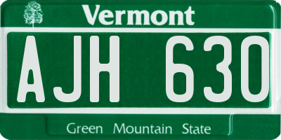 VT license plate AJH630