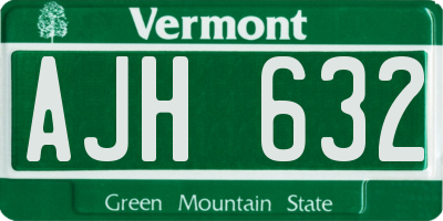 VT license plate AJH632