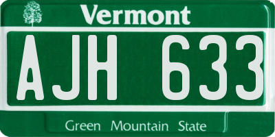 VT license plate AJH633