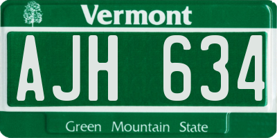 VT license plate AJH634