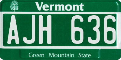VT license plate AJH636