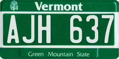VT license plate AJH637