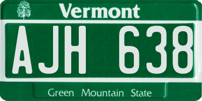 VT license plate AJH638