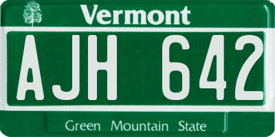 VT license plate AJH642