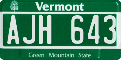 VT license plate AJH643