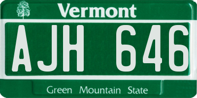 VT license plate AJH646