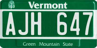 VT license plate AJH647
