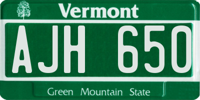 VT license plate AJH650
