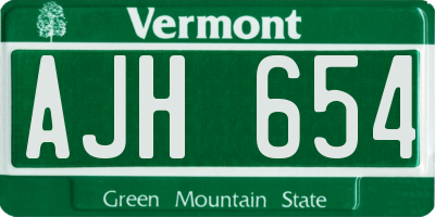 VT license plate AJH654