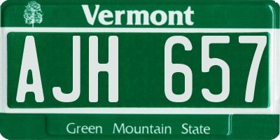 VT license plate AJH657