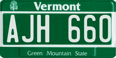 VT license plate AJH660