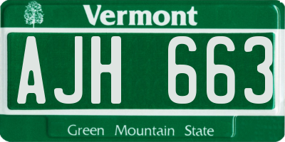 VT license plate AJH663