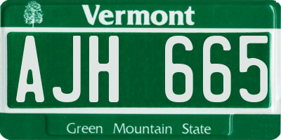 VT license plate AJH665