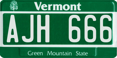VT license plate AJH666