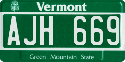 VT license plate AJH669
