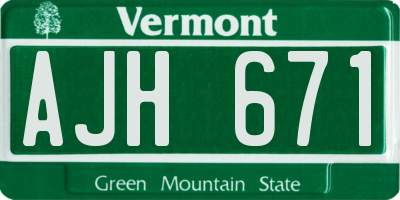 VT license plate AJH671