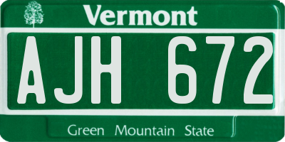 VT license plate AJH672