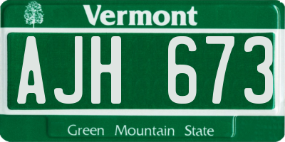 VT license plate AJH673