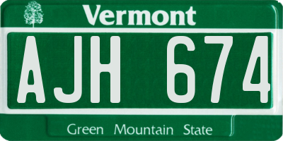 VT license plate AJH674