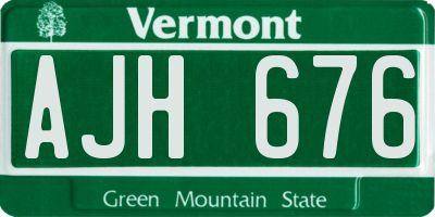 VT license plate AJH676