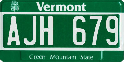 VT license plate AJH679