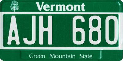 VT license plate AJH680