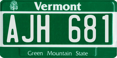 VT license plate AJH681