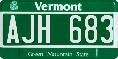 VT license plate AJH683