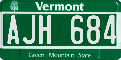 VT license plate AJH684