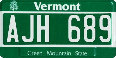 VT license plate AJH689