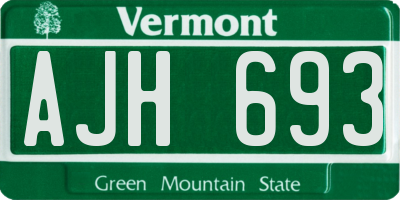 VT license plate AJH693