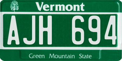 VT license plate AJH694