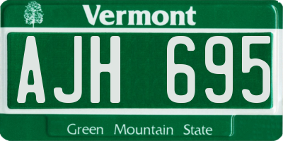 VT license plate AJH695